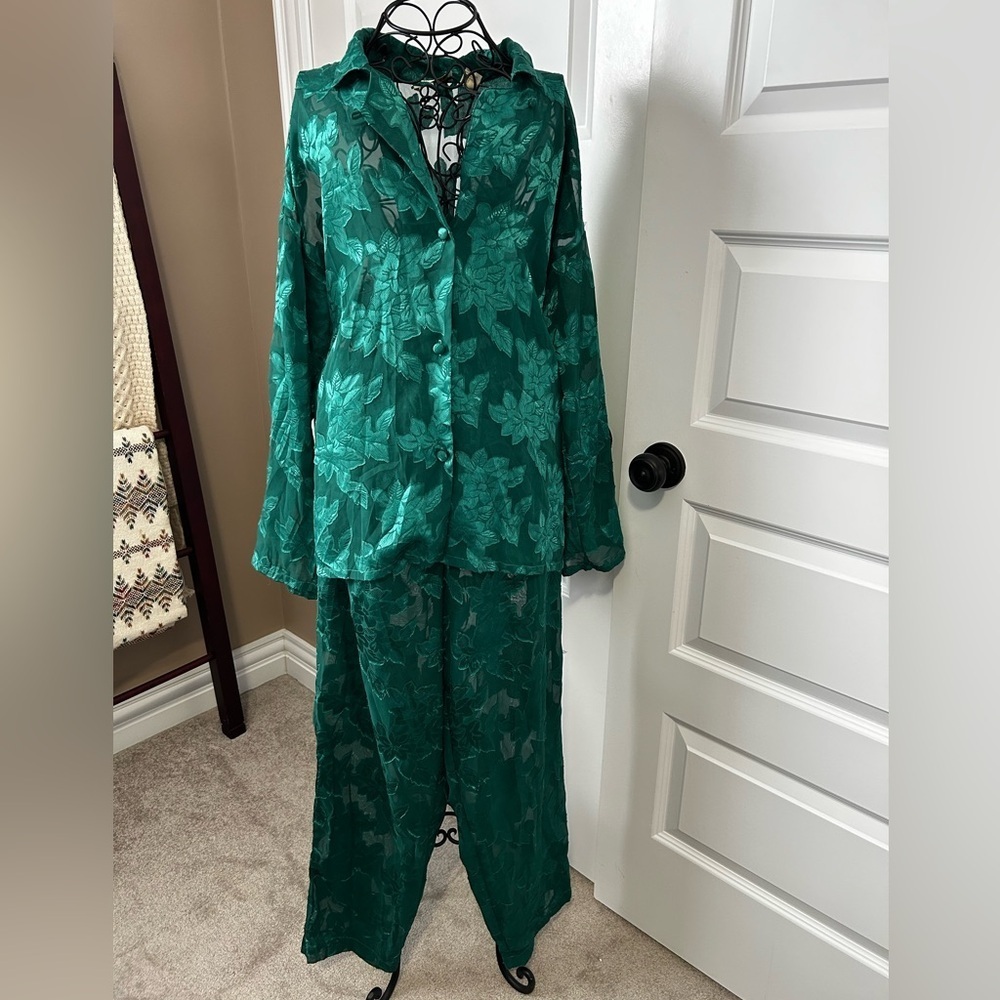 Victoria's Secret Vintage Gold Label Floral Sheer Pajama Set